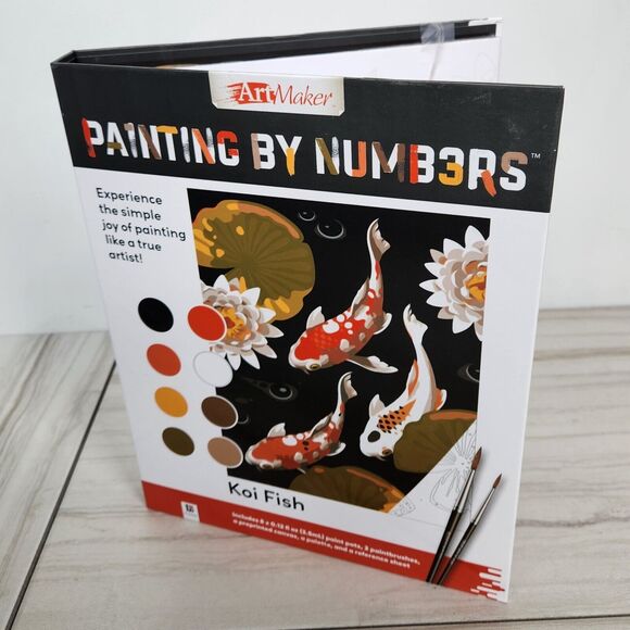 Art Maker PAINTING BY NUMBERS: KOI FISH w/ Supplies~~NIP - Picture 10 of 11
